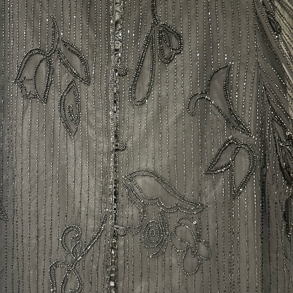 Vintage Never Worn Silk-Beaded Mandarin Collar Jacket 3X - Picture 7 of 8